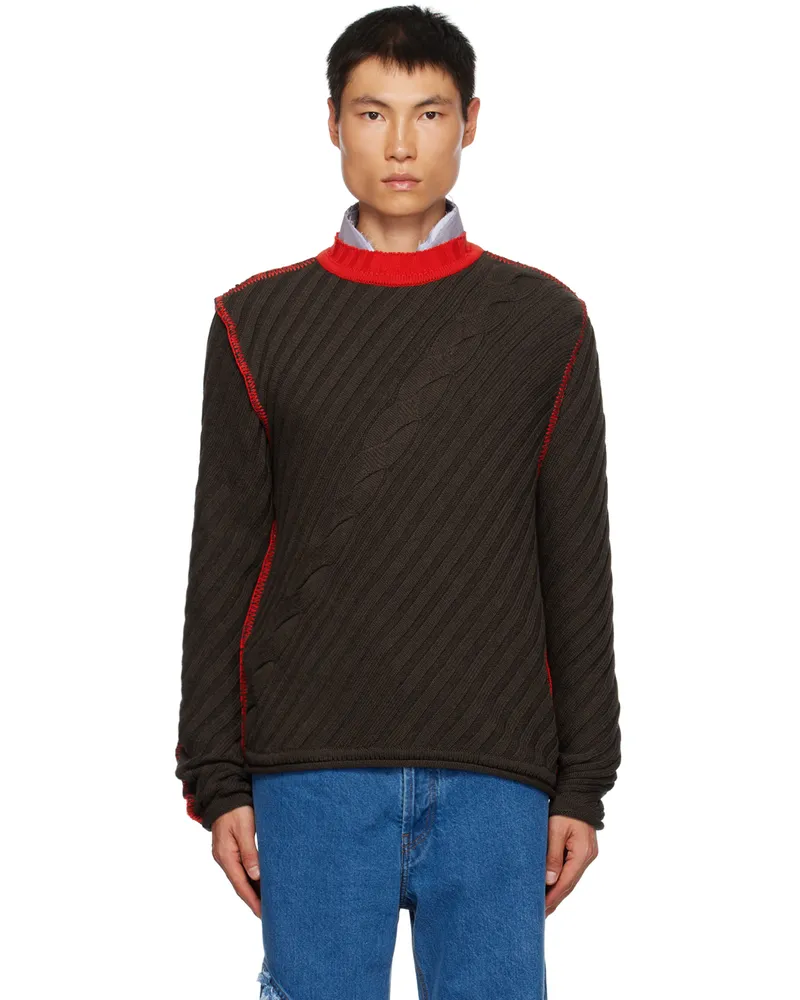 Edward Cuming Brown & Red Contrast Sweater Brown