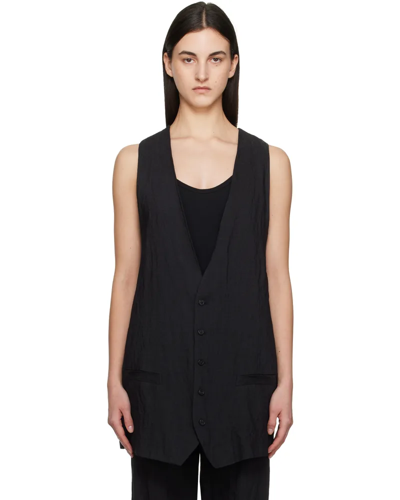 Maison Margiela Black Crinkled Metallic Tailoring Vest 900