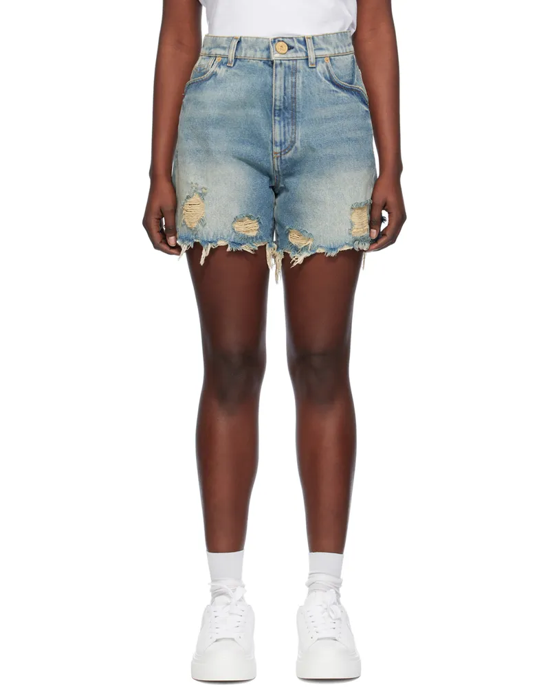 Balmain Blue Vintage Denim Shorts 6ff