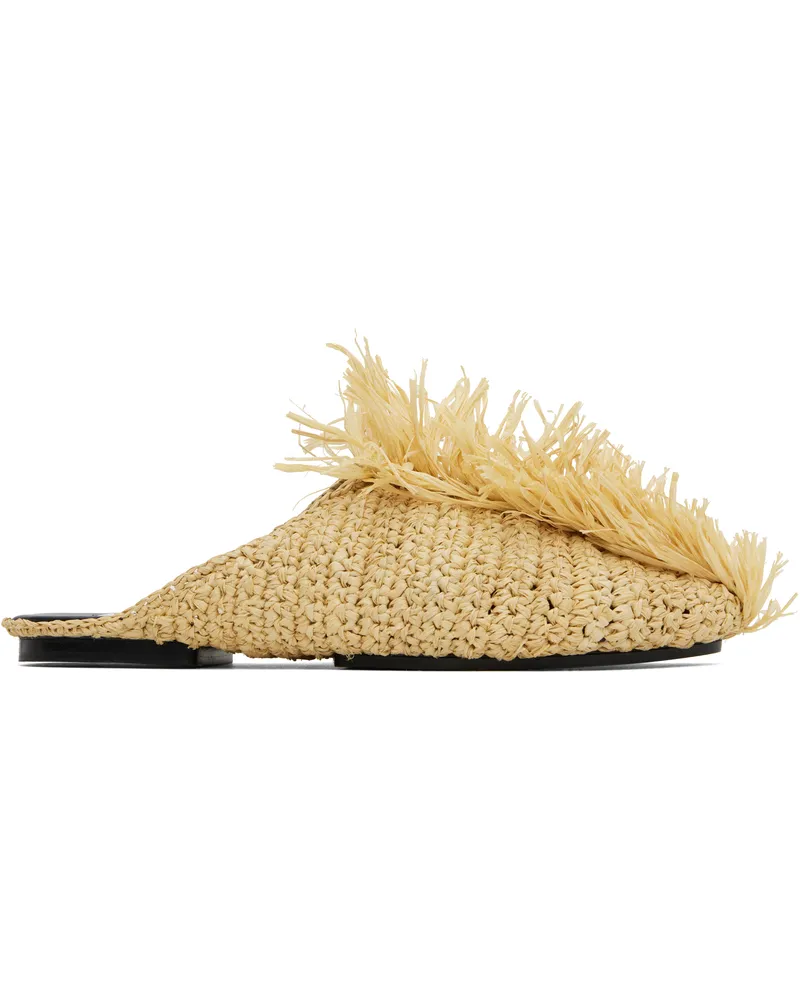 Jil Sander Beige Raffia Slippers 280
