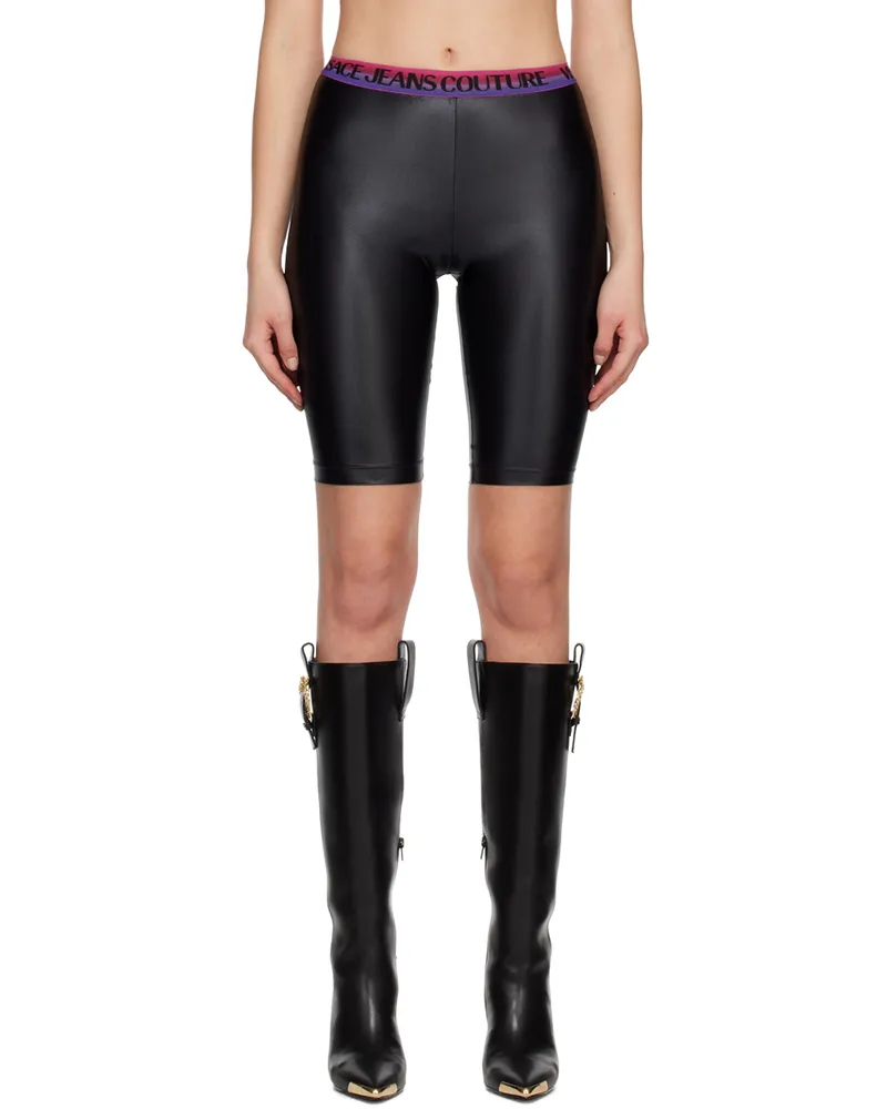 Versace Jeans Black Shiny Bike Shorts E899