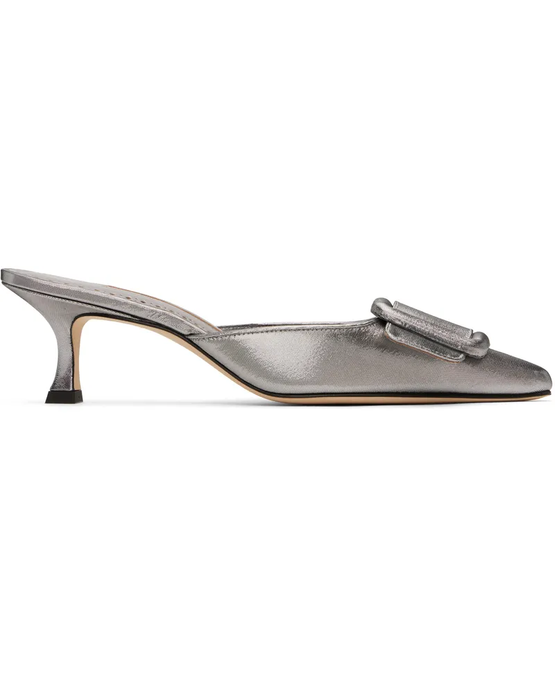 Manolo Blahnik Silver Maysale Mules Grap(0407)