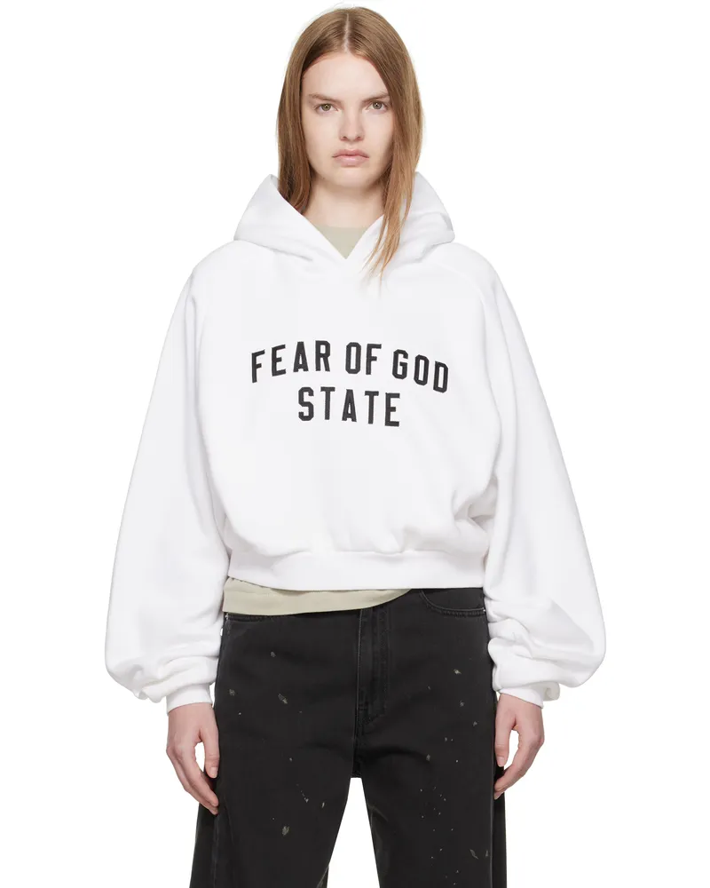 Fear of God White Fleece Raglan Hoodie Bright