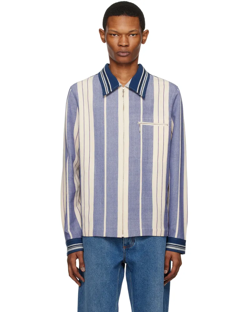 Wales Bonner Off-White & Blue Atlantic Jacket 22723000