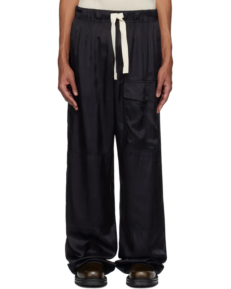 Dries van Noten Navy Viscose Drawstring Cargo Pants 509