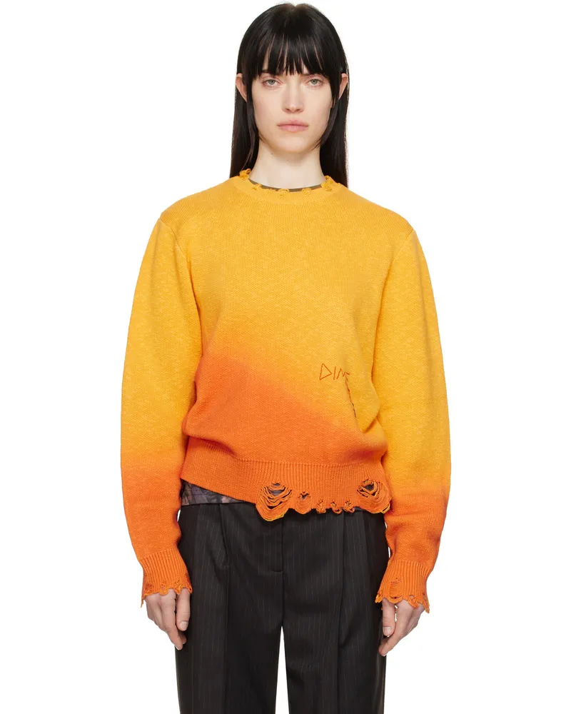 Dime Yellow & Orange Cat Knit Sweater Sunset