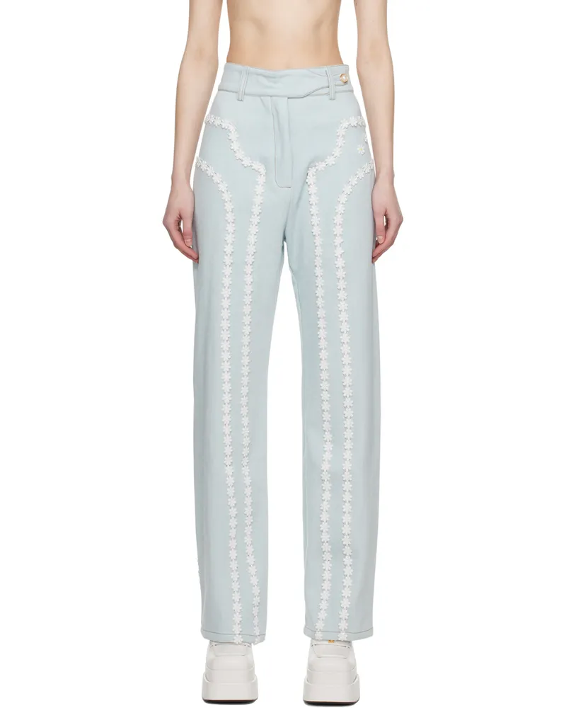 Casablanca Paris Blue Floral Jeans Bleached