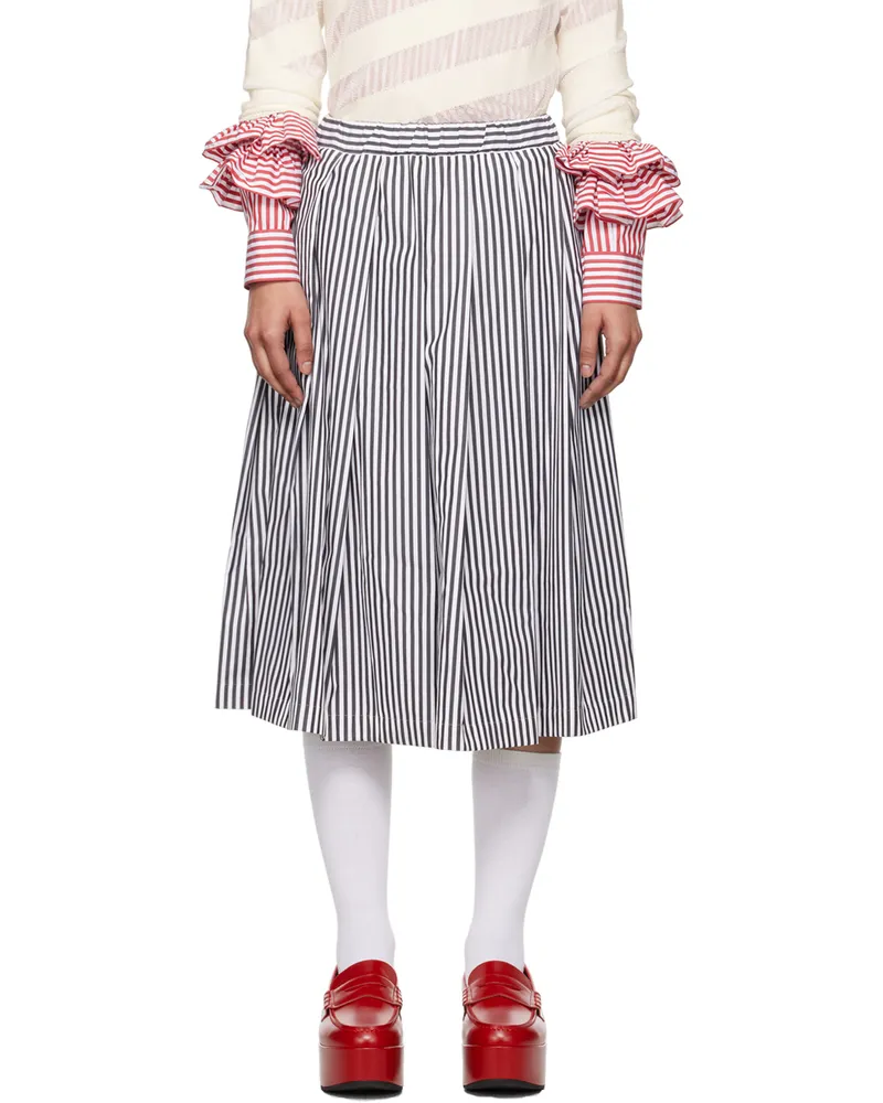 Comme des Garçons Black & White Striped Midi Skirt 1
