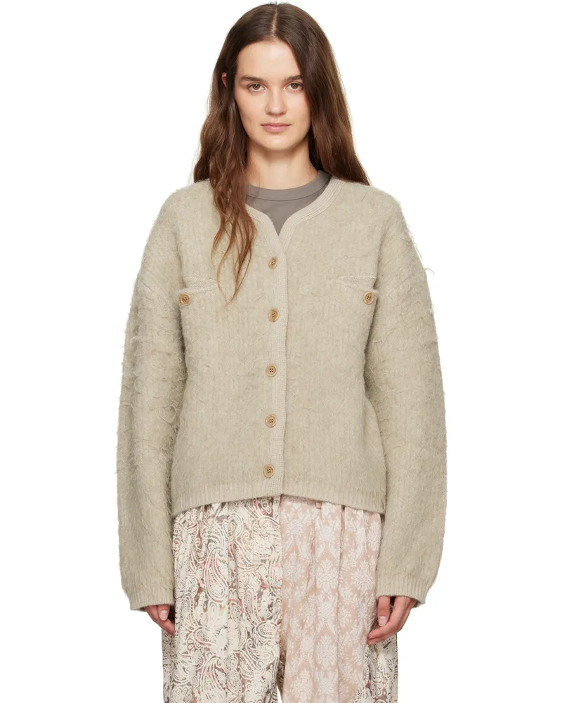 OPEN YY Beige Shaggy Cardigan Beige