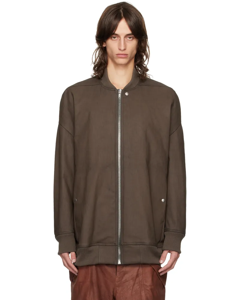 Rick Owens Khaki Porterville Jumbo Peter Flight Denim Bomber Jacket 35