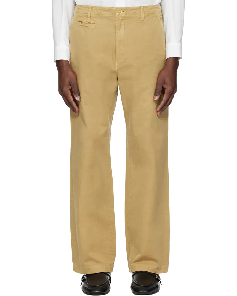 AURALEE Beige Finx Gabardine Trousers Dyed
