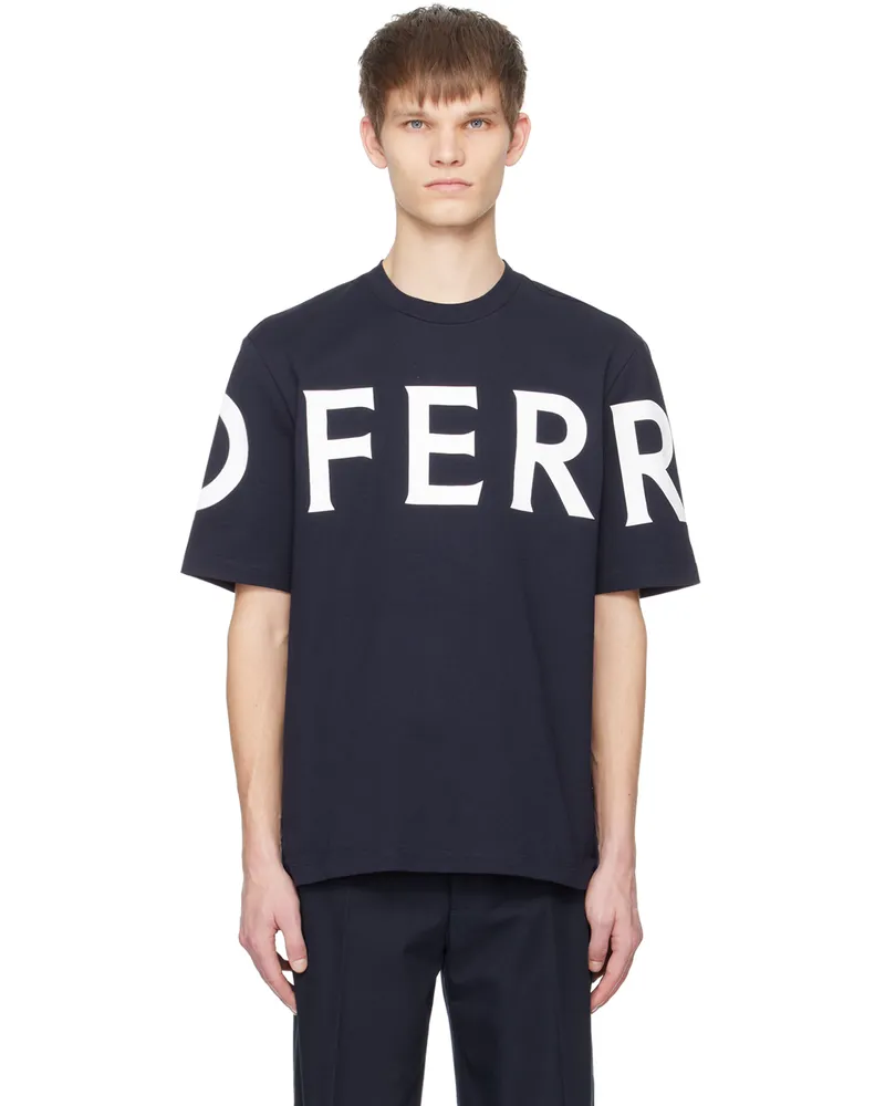 Ferragamo Navy Printed T-Shirt 1632