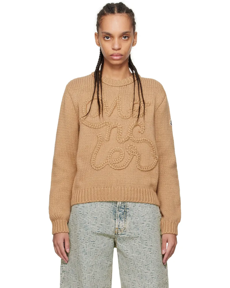 Moncler Beige Embroidered Logo Cotton Sweater 22b