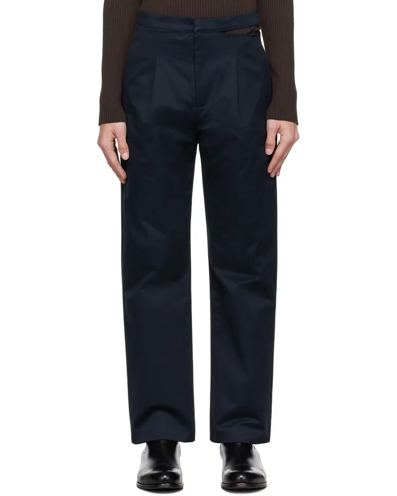 Carlota Barrera Navy Waistband Slit Trousers Navy
