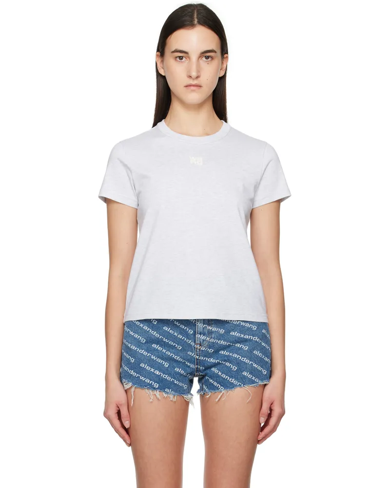 Alexander Wang Gray Puff Logo Shrunken T-shirt Lt