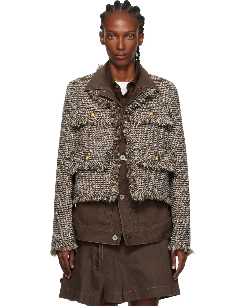 Sacai Brown Tweed Denim Jacket 601