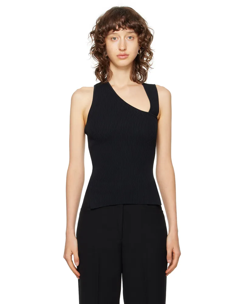 Róhe Black Slanted Neckline Tank Top Noir