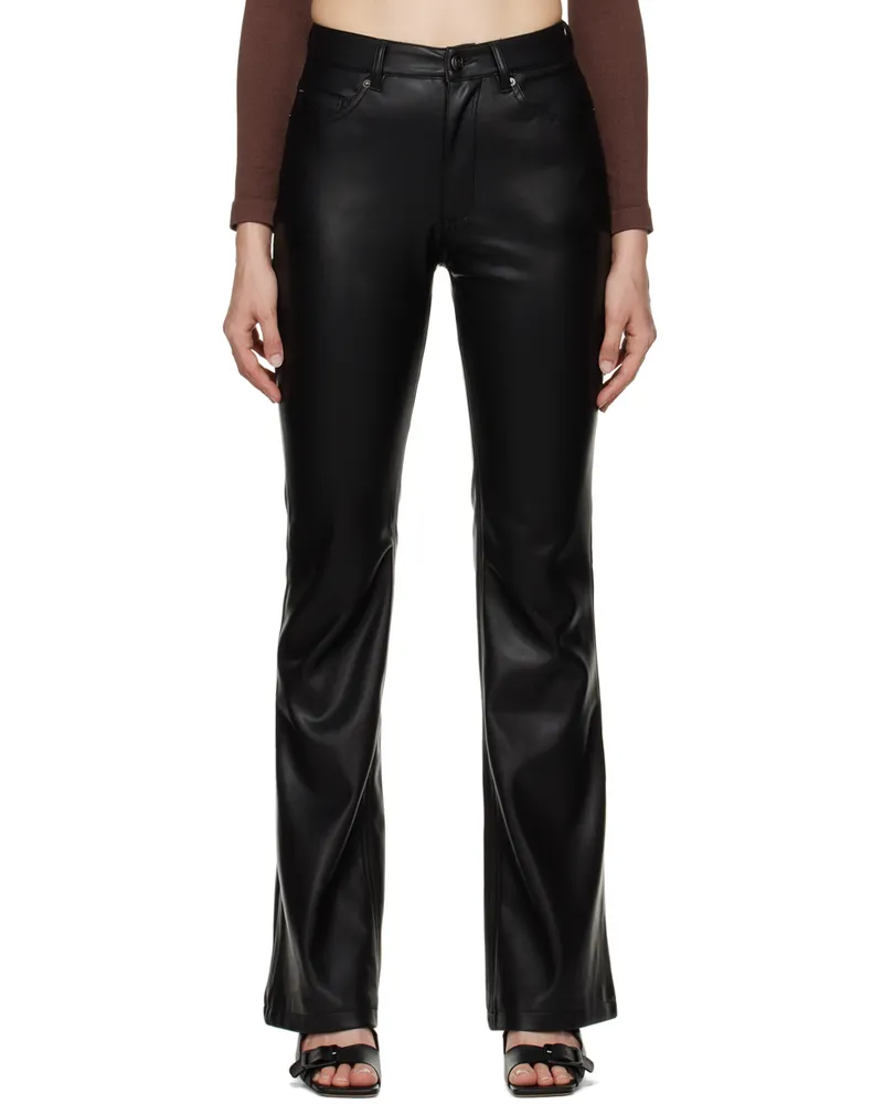ksubi Black Soho Faux-Leather Trousers 001