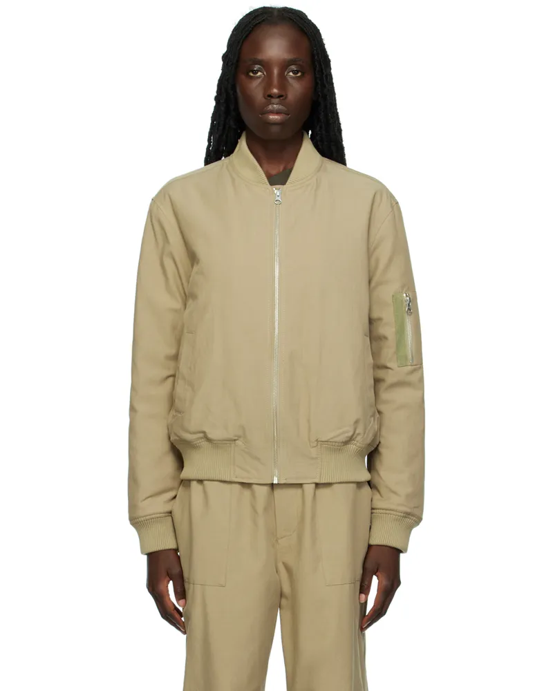THIRD FORM Green Streetwise Bomber Jacket Stone