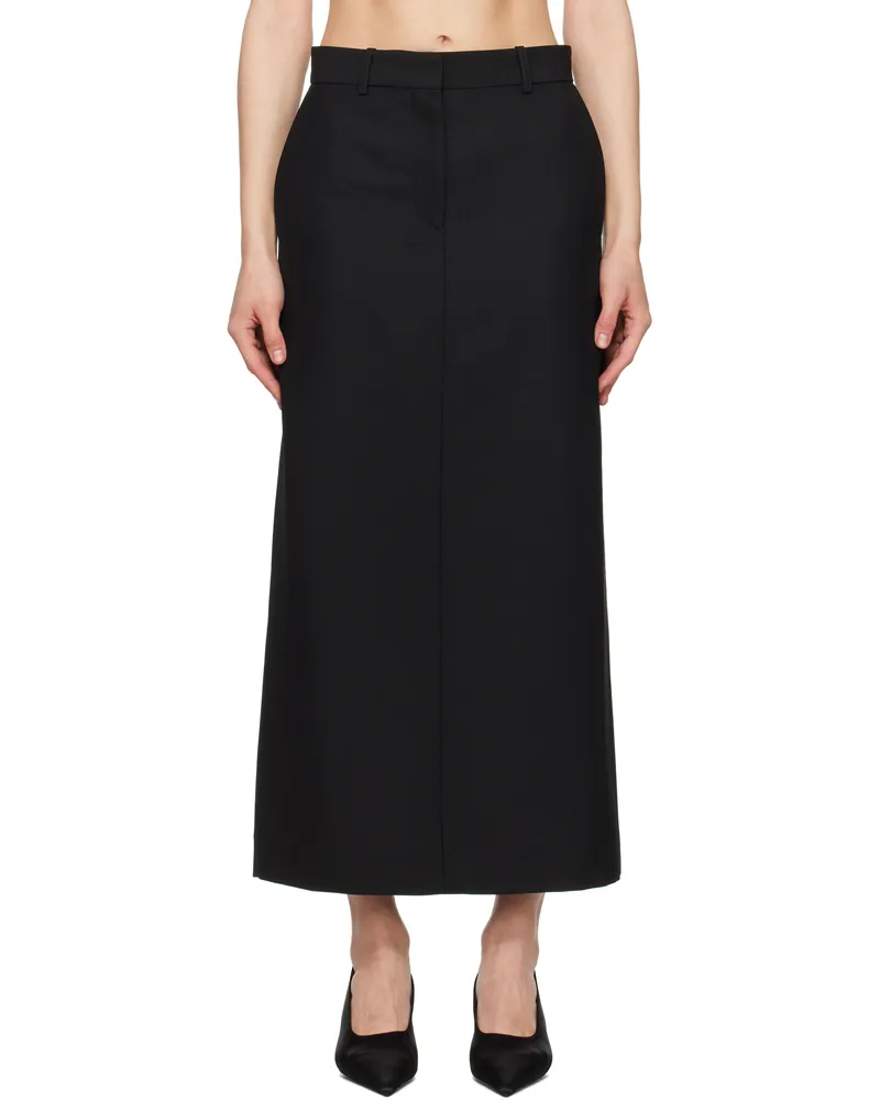 Totême Black Low-Waist Straight Maxi Skirt Black
