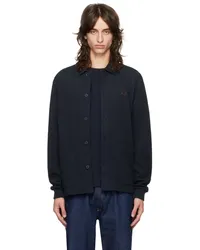 Fred Perry Navy Button Through Long Sleeve Cardigan 608