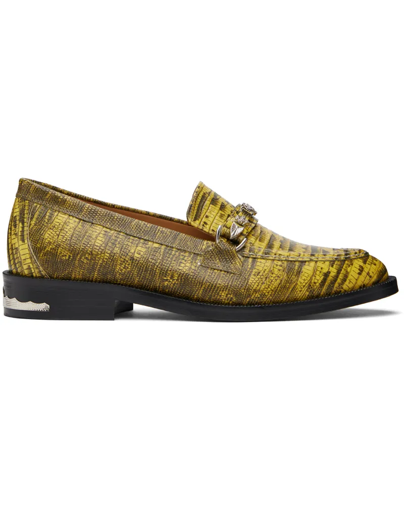 Toga Yellow Snake-Embossed Loafers Yellow