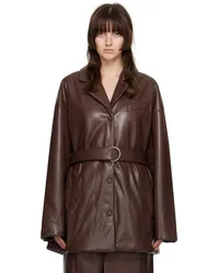 Nanushka Brown Liban Vegan Leather Jacket Plum