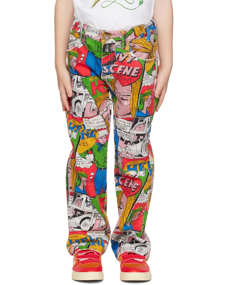 ERL Kids Multicolor Printed Jeans Erl