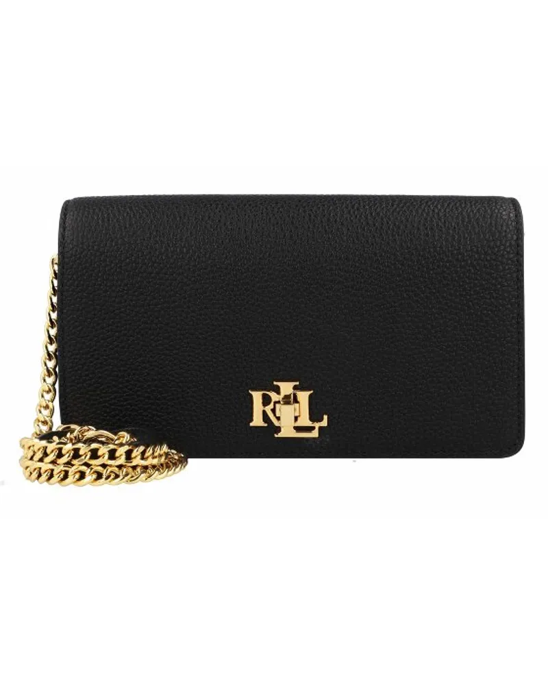 Ralph Lauren Clutch Tasche Leder 17.8 cm black Schwarz