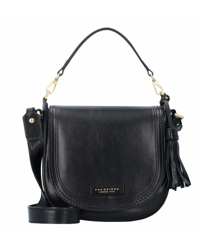 The Bridge Pearl District Schultertasche Leder 24 cm black-gold2 Schwarz