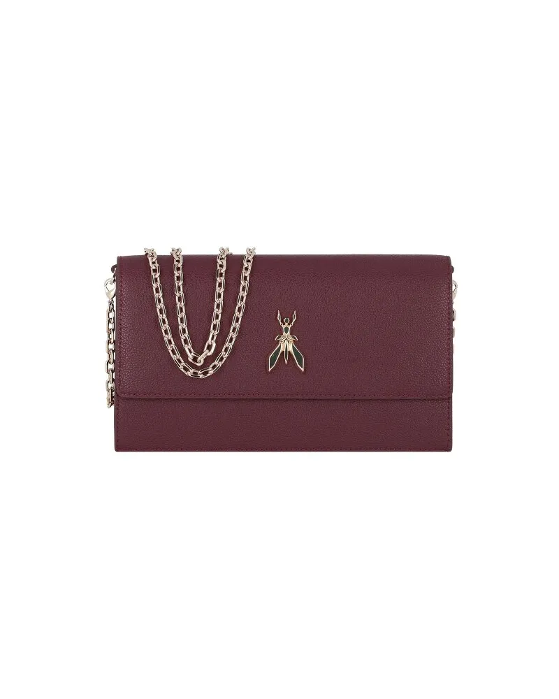 Patrizia Pepe Clutch Tasche Leder 23.5 cm dark plum Rot