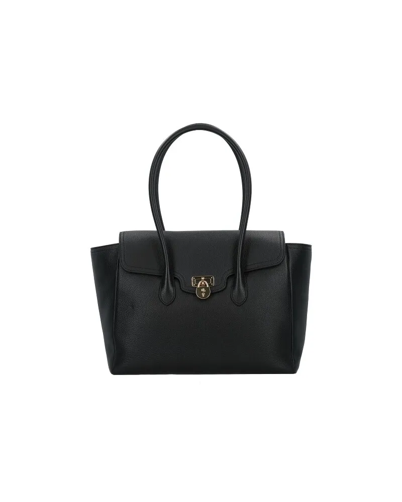 Ralph Lauren Shopper Tasche Leder 36 cm black Schwarz
