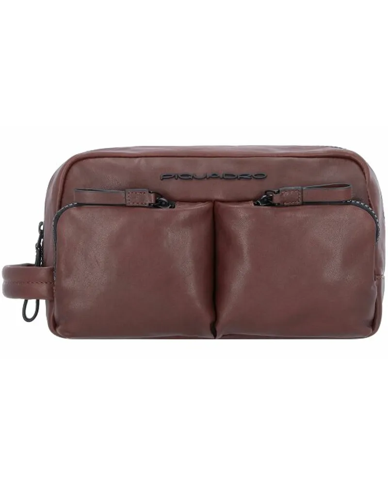 Piquadro Harper Kulturbeutel Leder dark brown Braun