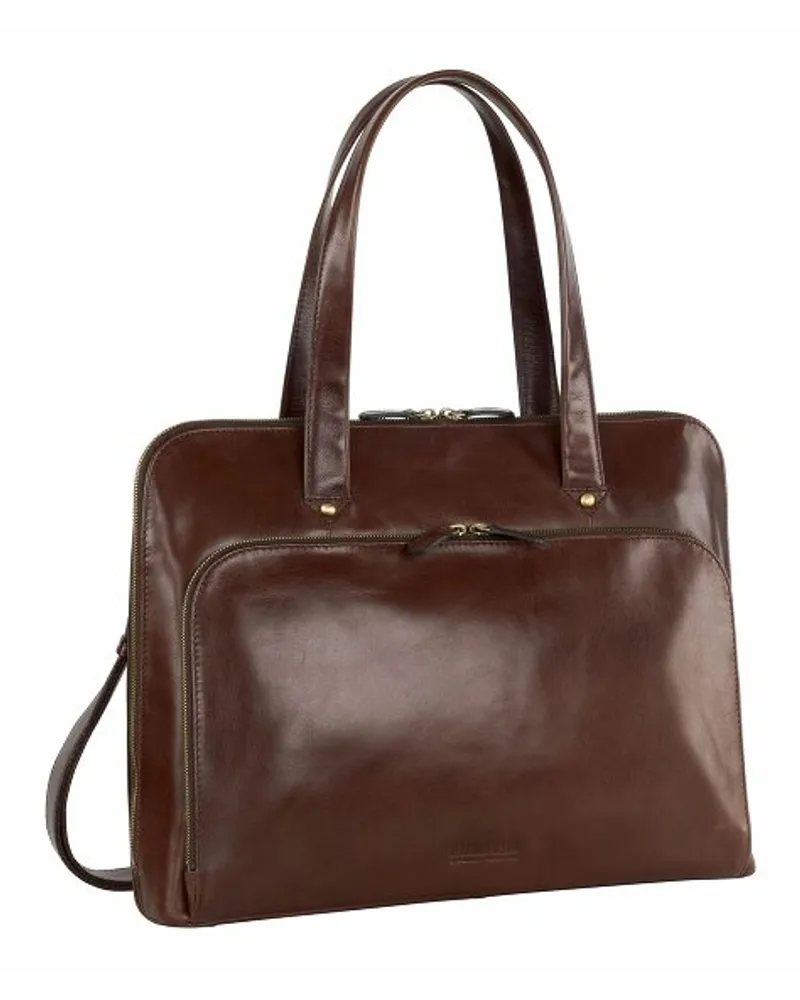 Leonhard Heyden Cambridge Schultertasche Leder 41 cm Laptopfach rot Braun