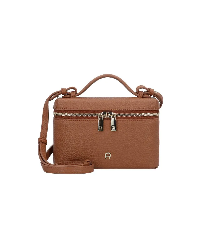 Aigner Zelda Handtasche Leder 20 cm cognac brown Braun