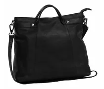 Wax Pull Up Handtasche Leder 35 cm black