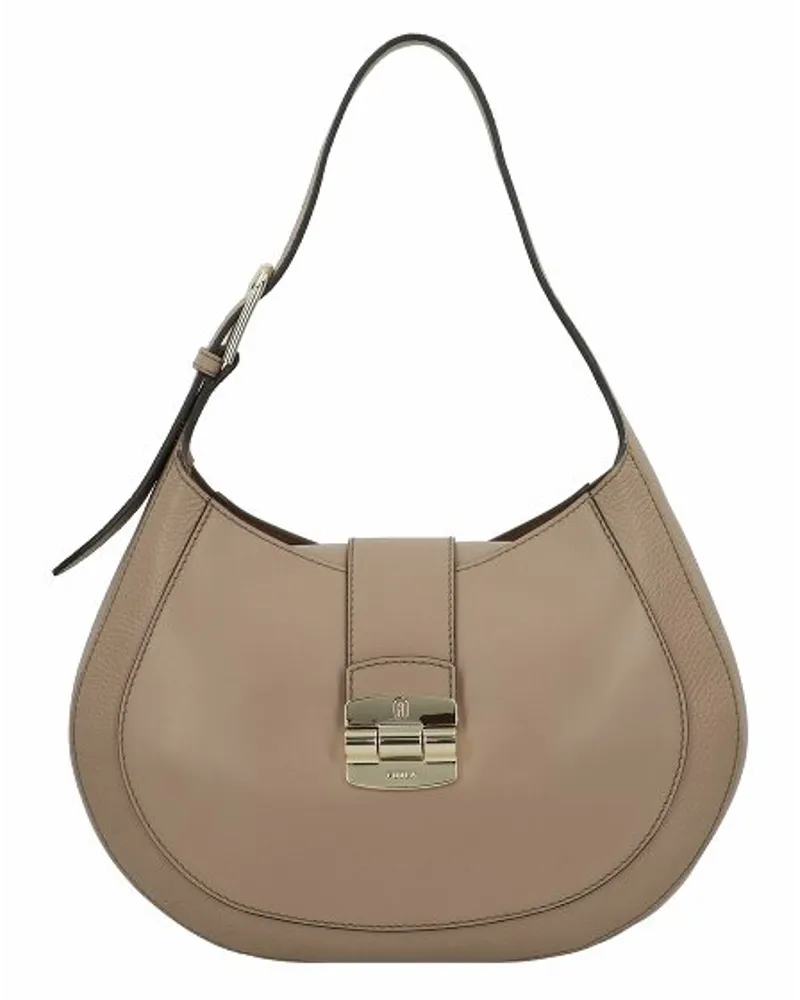 Furla Club Schultertasche Leder 32 cm greige Braun