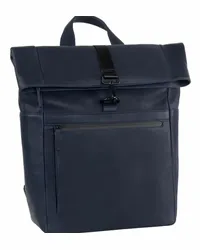 Leonhard Heyden Den Haag Rucksack Leder 40 cm Laptopfach Blau