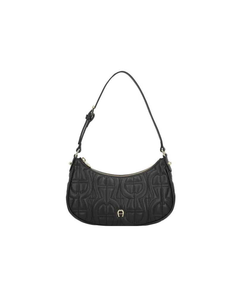 Aigner Diadora Schultertasche Leder 25 cm black Schwarz