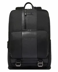 Piquadro Overnight computer backpack in recycled fabric nero Schwarz