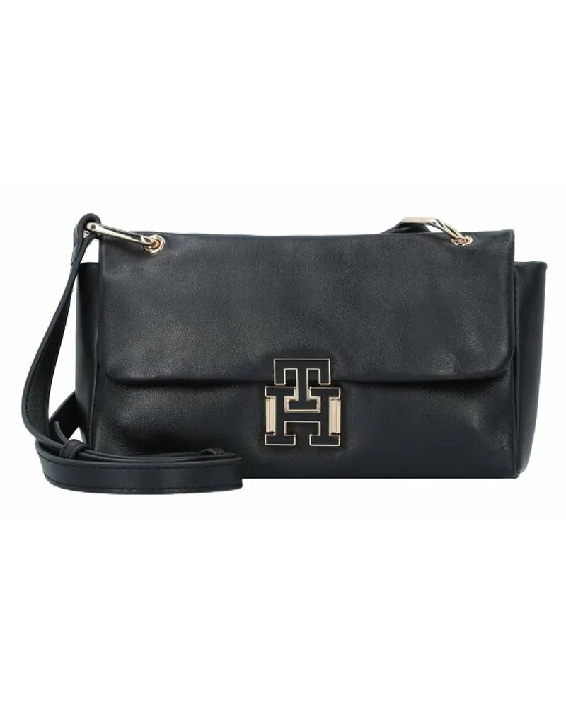 Tommy Hilfiger Pushlock Umhängetasche Leder 22 cm black - bei エルメスHERMES ツイリー2本セット