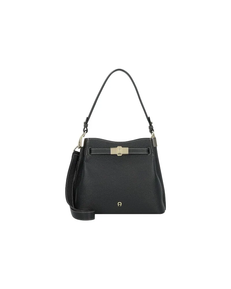 Aigner Farah Schultertasche Leder 24 cm black Schwarz