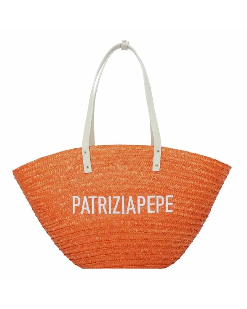 Patrizia Pepe Summer Straw Shopper Tasche 51 cm sunset Orange