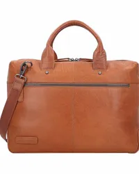 Plevier Rock Flint Aktentasche RFID Schutz Leder 41 cm Laptopfach cognac Braun