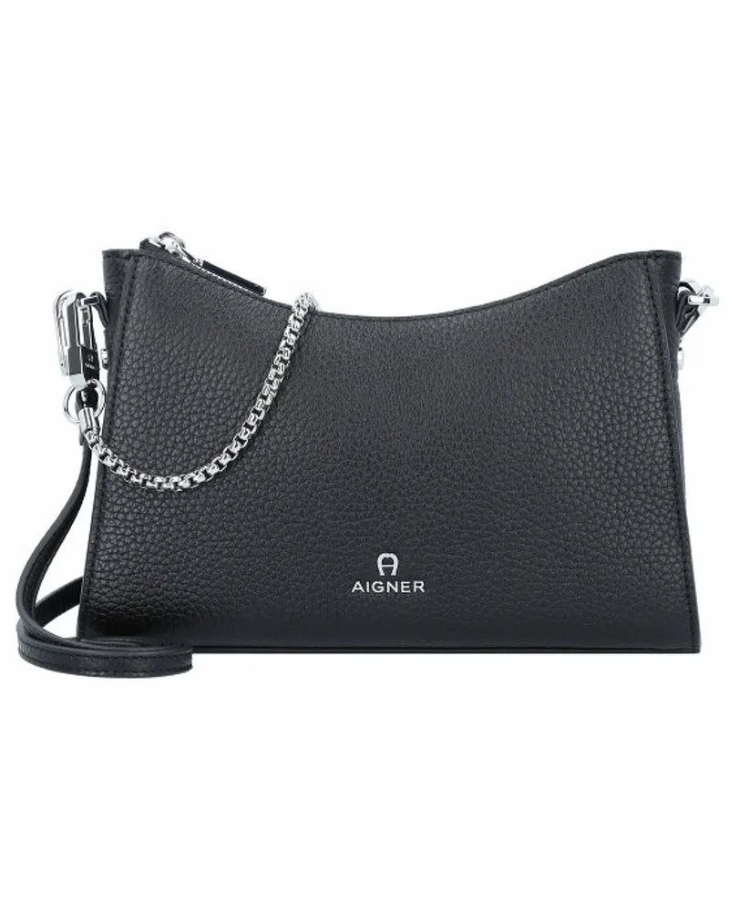 Aigner Ivy Schultertasche Leder black2 Grau