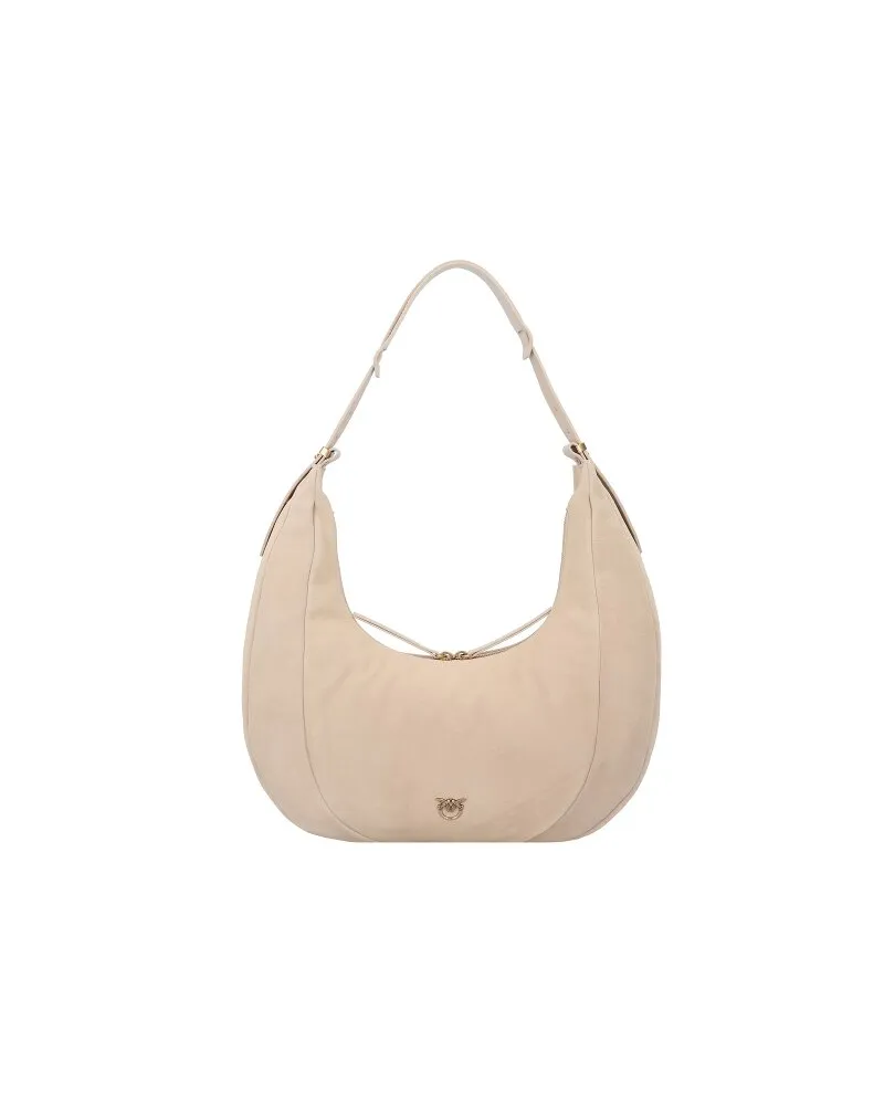 Pinko Slouchy Schultertasche Leder 40 cm -grigio fumo Beige