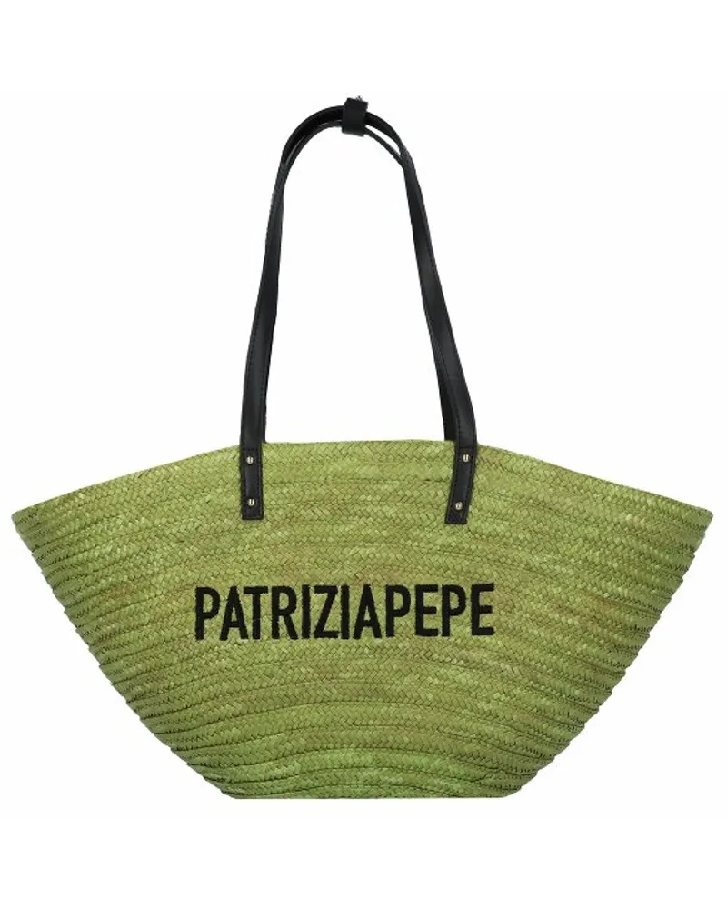 Patrizia Pepe Summer Straw Shopper Tasche 40 cm lime Gruen