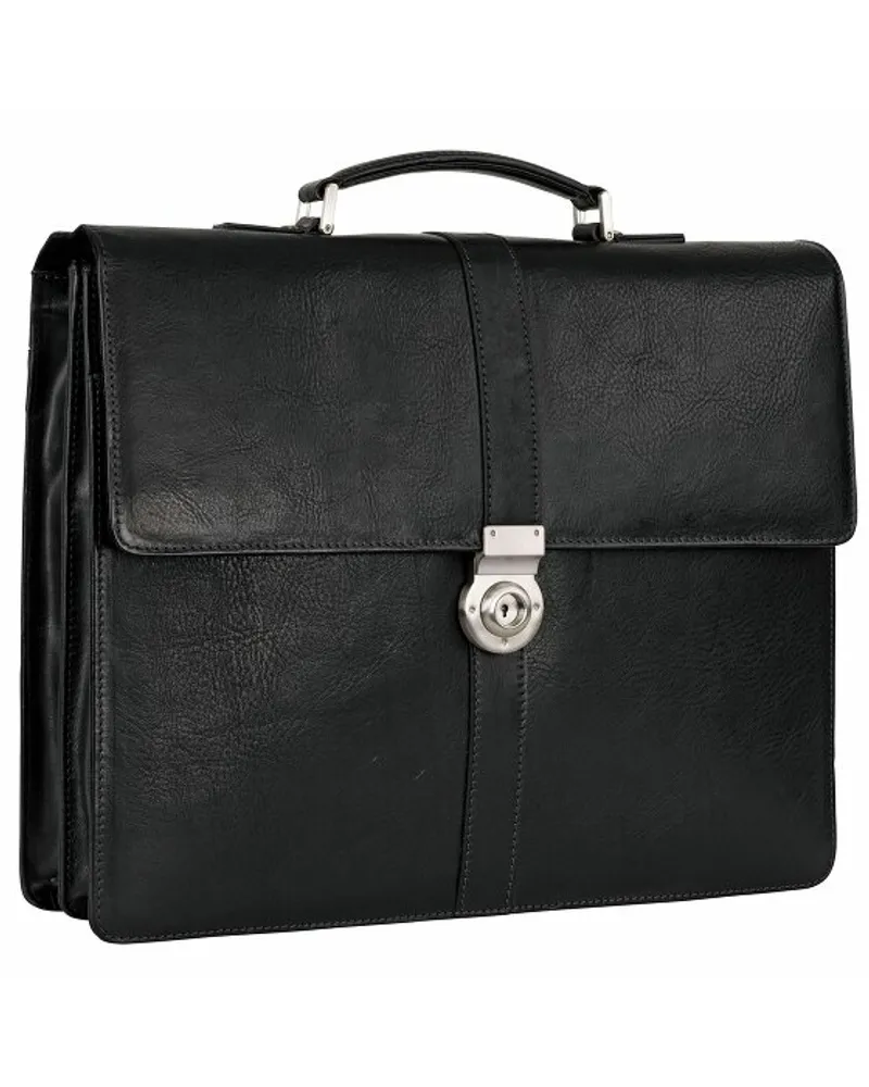 Leonhard Heyden Bergamo Aktentasche Leder 40 cm Laptopfach Schwarz