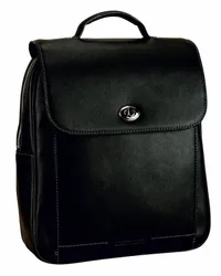 Leonhard Heyden Nizza City Rucksack Leder 34 cm schwarz Grau