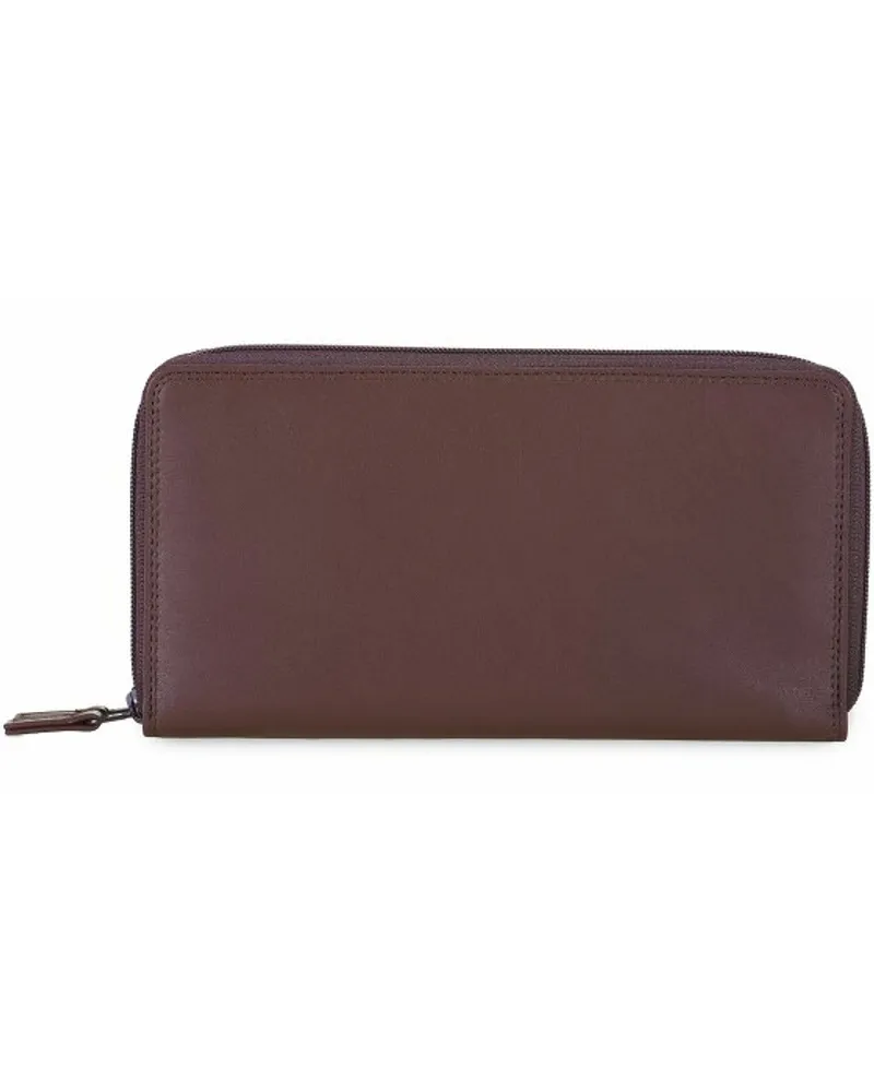 Mywalit Large Double Zip Around Purse Geldbörse Leder 18 cm cacao Braun